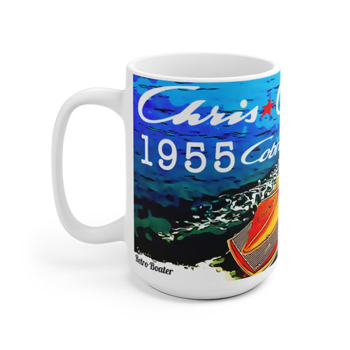 Vintage 1955 Chris Craft Cobra White Ceramic Mug by Retro Boater