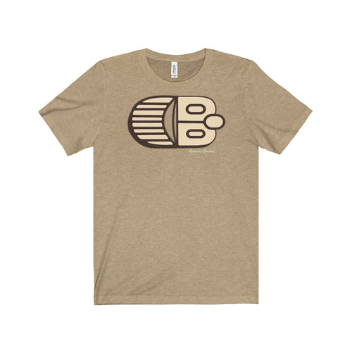 Classic Boater Logo in Tan and Brown Unisex Jersey Short Sleeve Tee