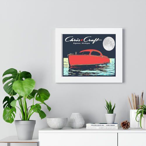 Vintage 1950 Chris Craft Cruiser Framed Horizontal Poster