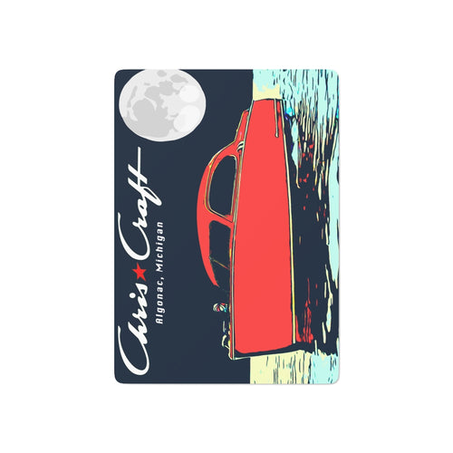 Vintage Chris Craft Hardtop Sedan Cruiser in the Moonlight Custom Poker Cards