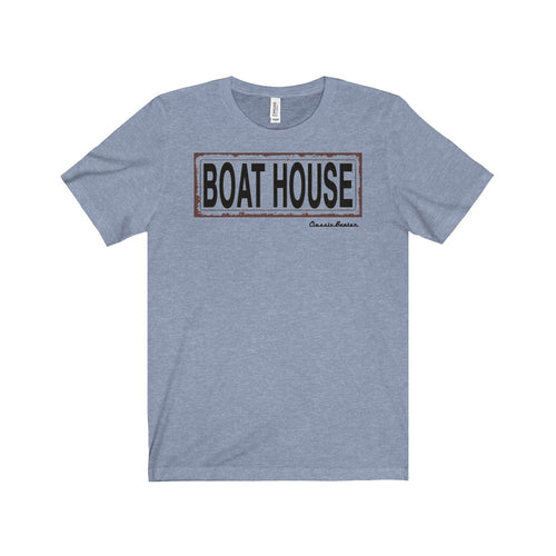 Old Boathouse Sign from Northern WI Unisex Jersey Short Sleeve Tee