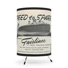 Western Fairliner Torpedo Boat Tripod Lamp with High-Res Printed Shade, US/CA plug