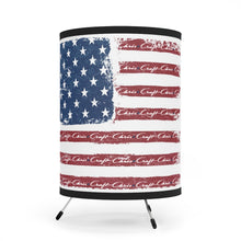 Vintage look American Flag with Chris Craft Boats integrated Tripod Lamp with High-Res Printed Shade, US/CA plug