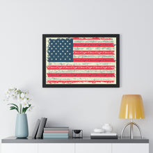 Distressed American Flag with Chris Craft Boat Framed Horizontal Poster