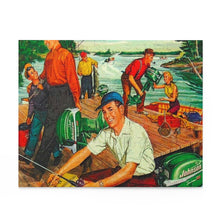 Vintage Green Johnson Outboard Fishing Scene Puzzle