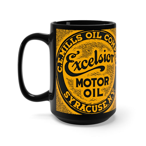 C.E. Mills Oil Company Excelsior Motor Oil Black Mug 15oz by SpeedTiques