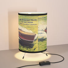 VIntage Garwood Race Boat Tripod Lamp with High-Res Printed Shade, US/CA plug