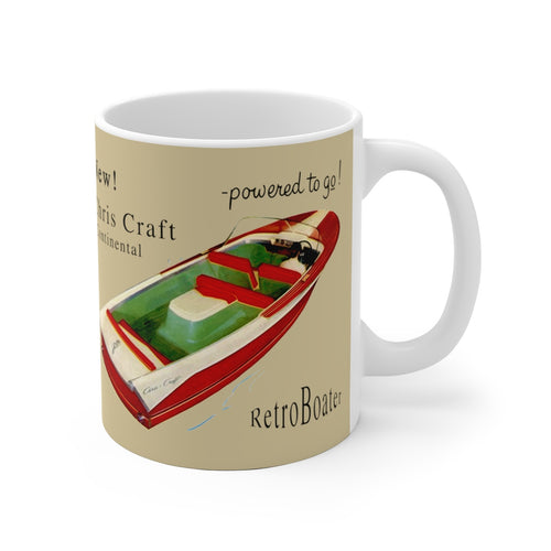 1957 Chris Craft Capri and Continental White Ceramic Mug by Retro Boater