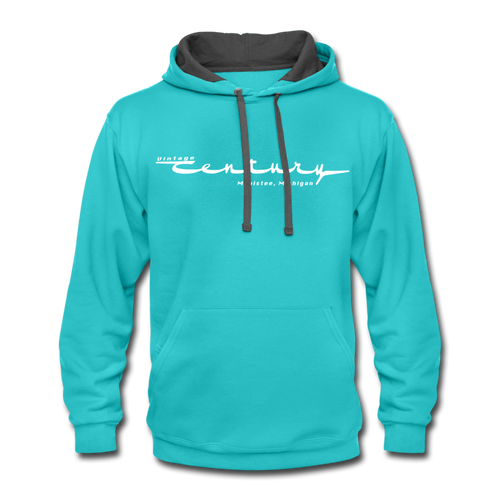 Vintage Century Boats of Manistee Michigan Contrast Hoodie - scuba blue/asphalt