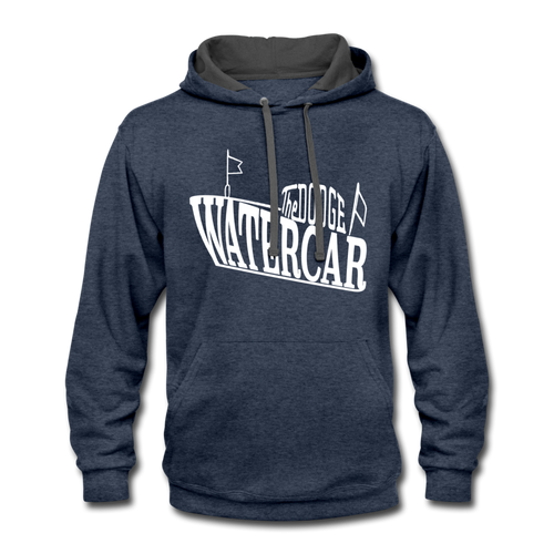 Vintage Dodge Watercar Boats in white Contrast Hoodie - indigo heather/asphalt