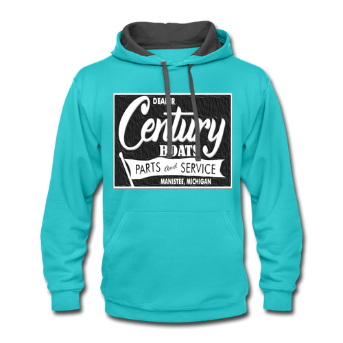 Vintage Century Boat Sign Contrast Hoodie - scuba blue/asphalt