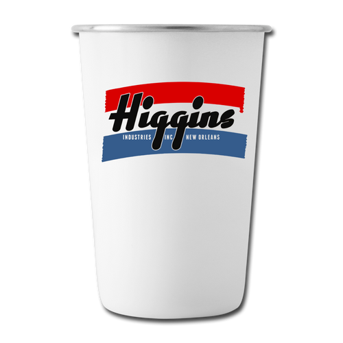Vintage Higgins Boats Stainless Steel Pint Cup - white