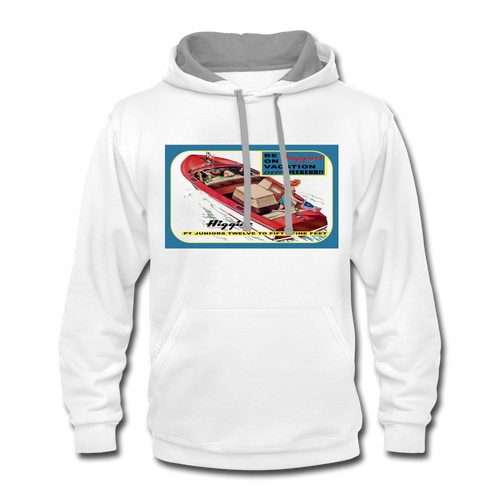 1950s Higgins Advertisement Contrast Hoodie - white/gray