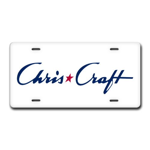 Vintage Style Chris Craft in Blue Red Silver Gloss License Plate