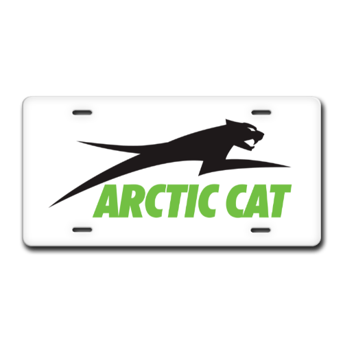 Classic Black and Green Arctic Cat Snowmobile Silver Gloss License Plate