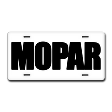 Vintage Black Mopar on White Silver Gloss License Plate