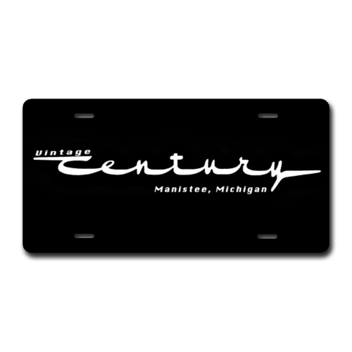 Vintage Century Boat in White and Black Silver Gloss License Plate