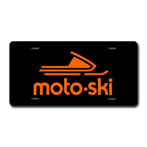 Vintage Moto-Ski in orange and black Silver Gloss License Plate