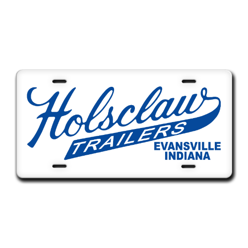 Vintage Holsclaw Trailers of Evansville Indiana Silver Gloss License Plate