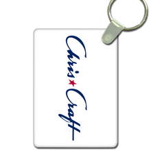 Classic Styled Chris Craft in Blue and Red Aluminum Rectangle Key tag