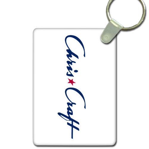 Classic Styled Chris Craft in Blue and Red Aluminum Rectangle Key tag